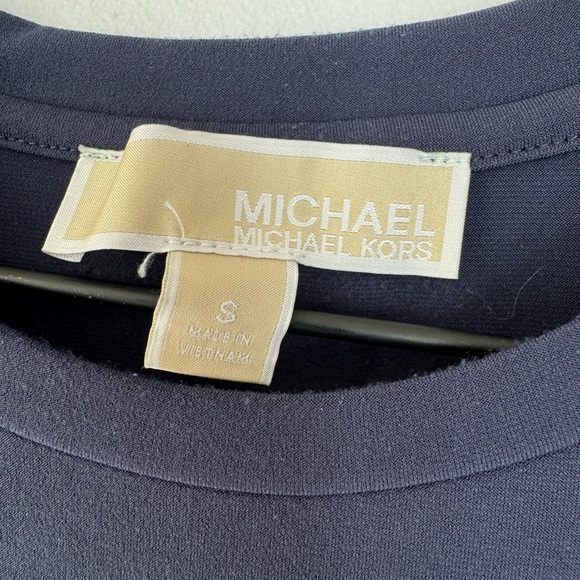 Michael Kors Navy & Gold Short Sleeve Blouse Small - Picture 3 of 6